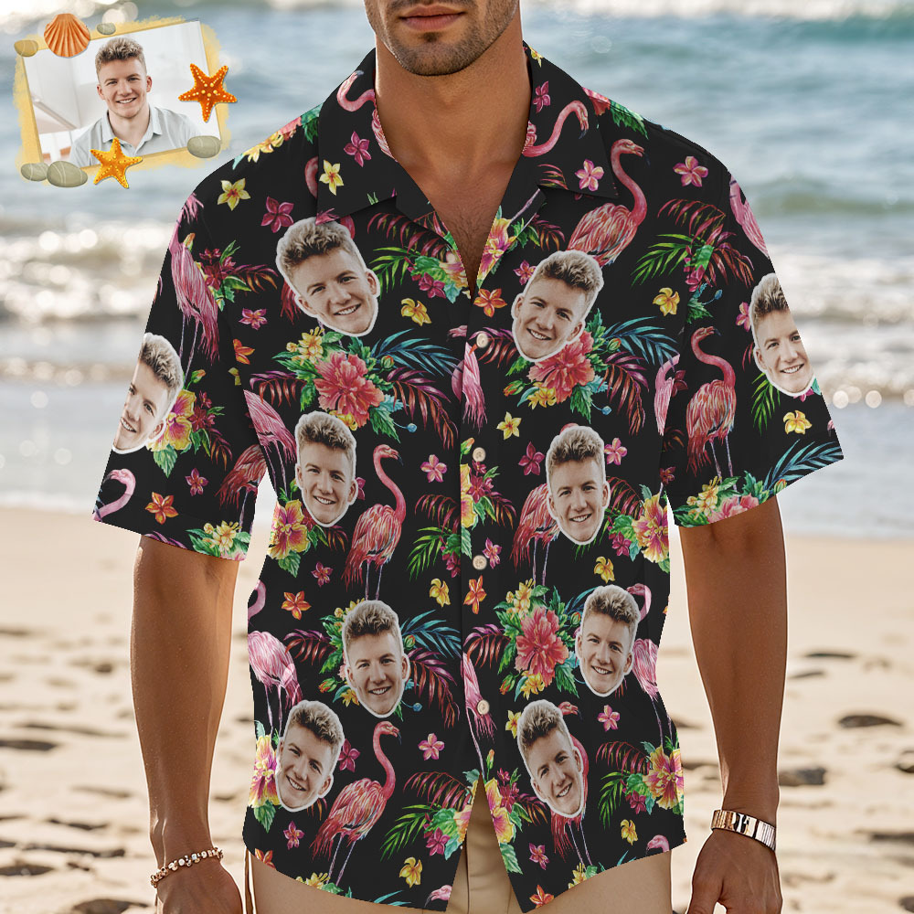 Custom Hawaiian Shirt Flamingo Photo Hawaiian Shirt Funny Vacation Shirts