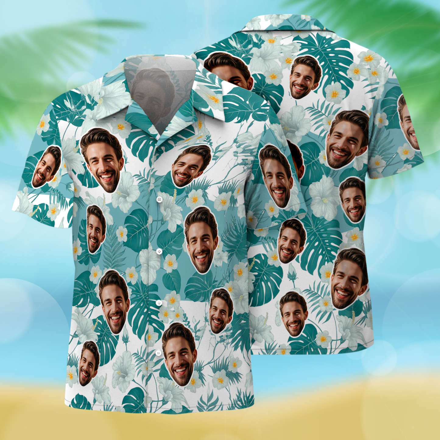 Custom Men Aloha Hawaiian Shirts Face Mens Shirt Sewing Pattern Hawaiian Shirt Gift for Summer Vibe Holiday