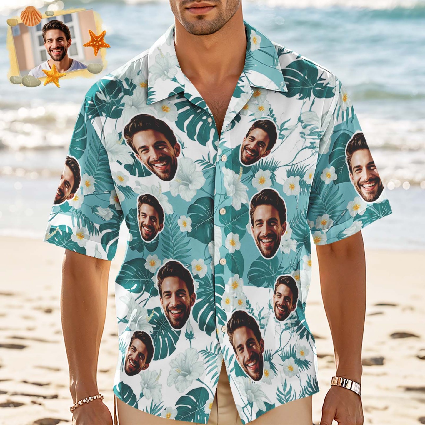 Custom Men Aloha Hawaiian Shirts Face Mens Shirt Sewing Pattern Hawaiian Shirt Gift for Summer Vibe Holiday