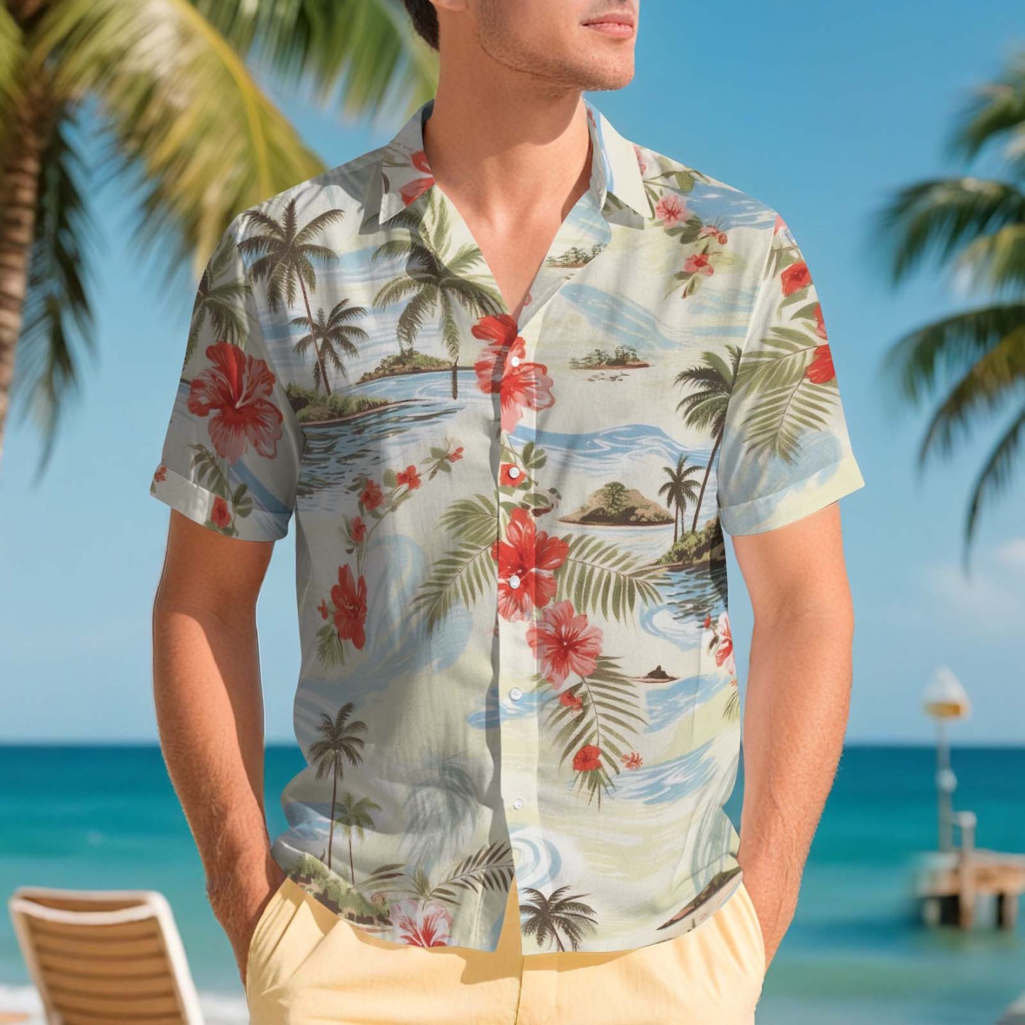 Men Hawaiian Shirts Aloha Lush Tropical Foliage Hawaiian Shirt Gift for Summer Vibe Holiday 5styles