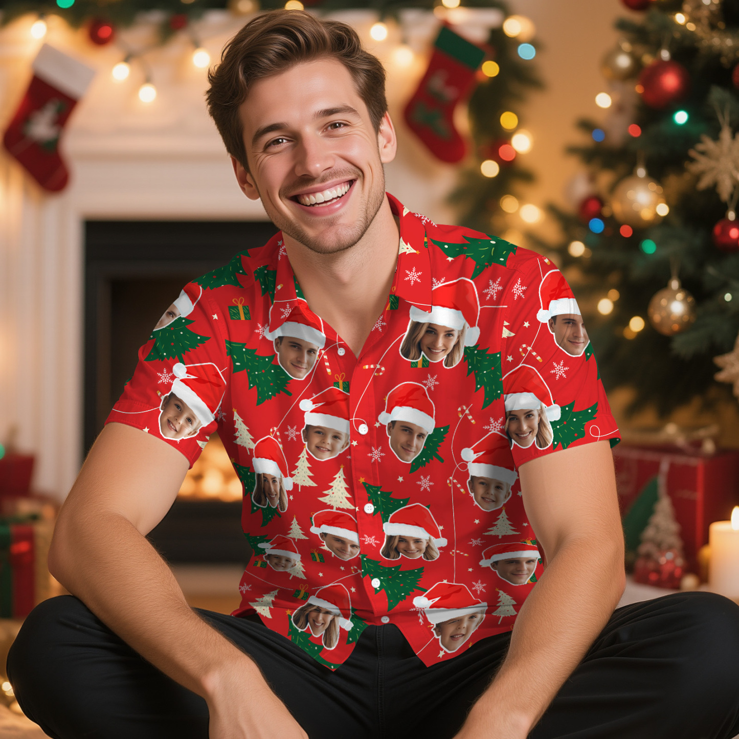 Personalized Face Christmas Shirt Merry Christmas Multi-face Hawaiian Shirt  Gift for Family Friends Xmas Gift - MyPhotoSocks