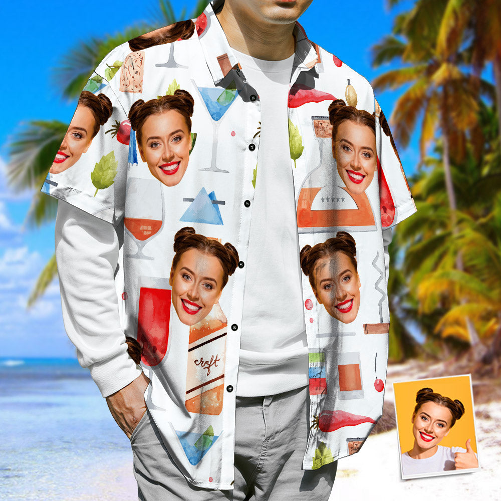 Custom Face Hawaiian Shirt, Soda & Juice Casual Tropical Beach Shirt, Unisex-MyPhotoSocks