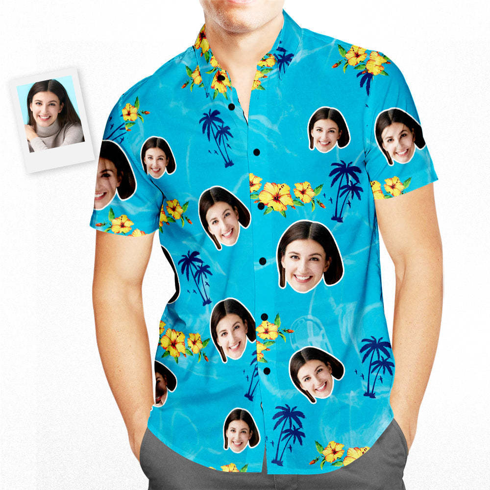Custom Face Happy Birthday Hawaiian Shirt Water Ripples Personalized B