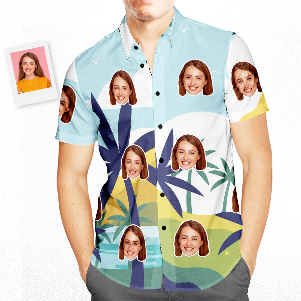 Custom Face Happy Birthday Hawaiian Shirt Seaside Skateboard Birthday Gifts For Him