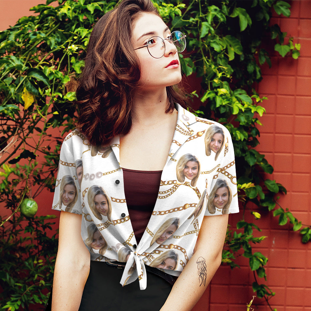 Custom Face Shirt Women's Hawaiian Shirt Short Sleeve Shirt Fashion Apparel Street Style-MyPhotoSocks