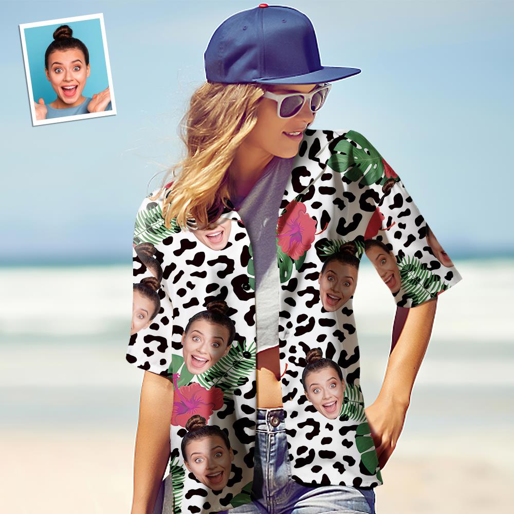 Custom Face Hawaiian Shirt for Women Personalized Women's Photo Hawaiian Shirt Gift for Her - Animal Party-MyPhotoSocks