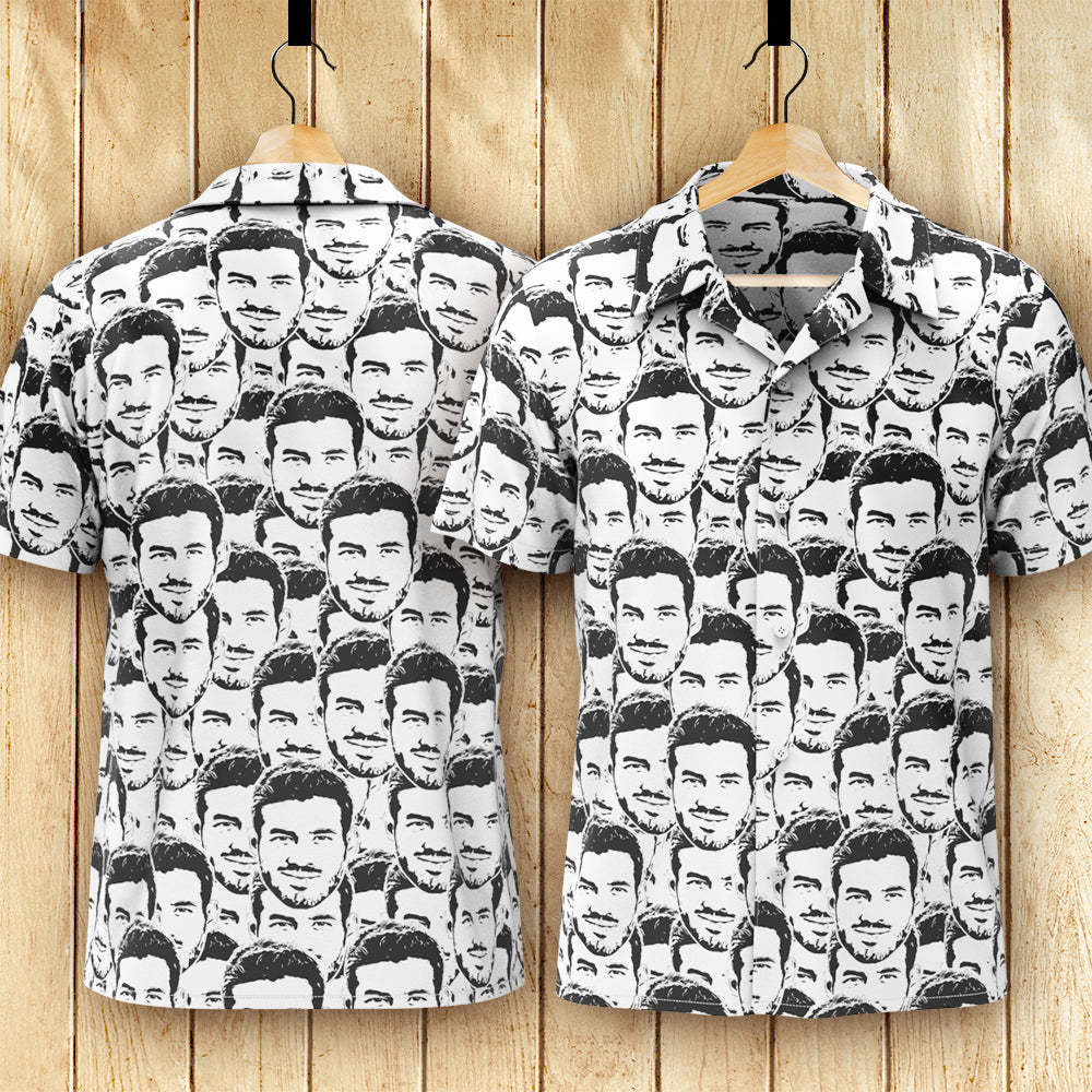 Custom Face Hawaiian Shirt Men's All Over Print Aloha Shirt Gift - Comic Style Mash Face - MyPhotoSocks
