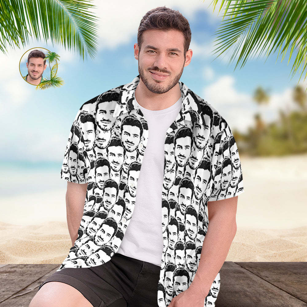 Custom Face Hawaiian Shirt Men's All Over Print Aloha Shirt Gift - Comic Style Mash Face - MyPhotoSocks