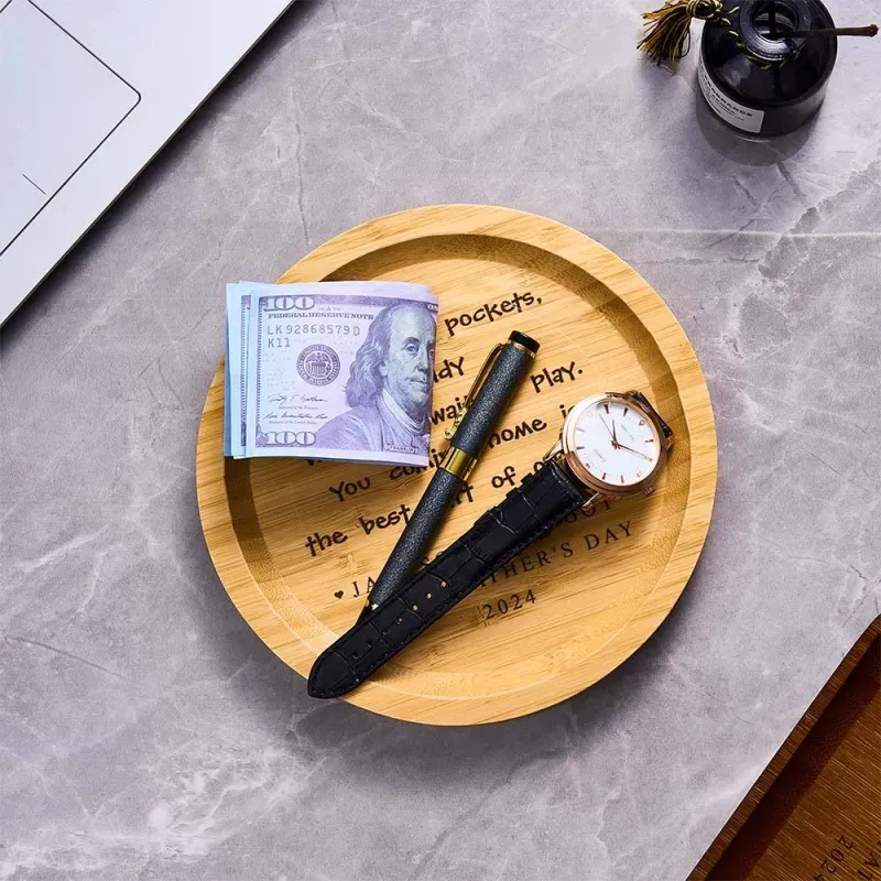 Custom Engraved Father's Day Gift for Dad Custom Wooden Catchall Personalized Valet Tray for Men - MyPhotoSocks