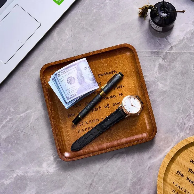 Custom Engraved Father's Day Gift for Dad Custom Wooden Catchall Personalized Valet Tray for Men - MyPhotoSocks