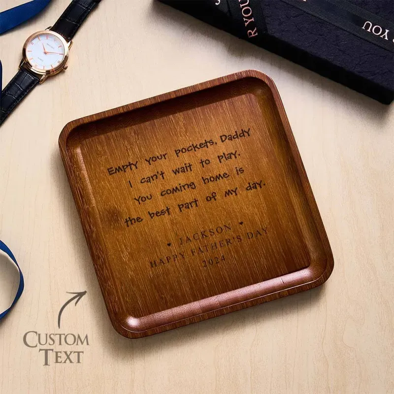 Custom Engraved Father's Day Gift for Dad Custom Wooden Catchall Personalized Valet Tray for Men - MyPhotoSocks