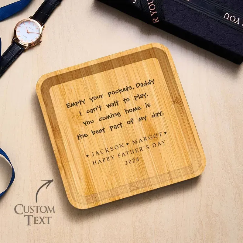 Custom Engraved Father's Day Gift for Dad Custom Wooden Catchall Personalized Valet Tray for Men - MyPhotoSocks