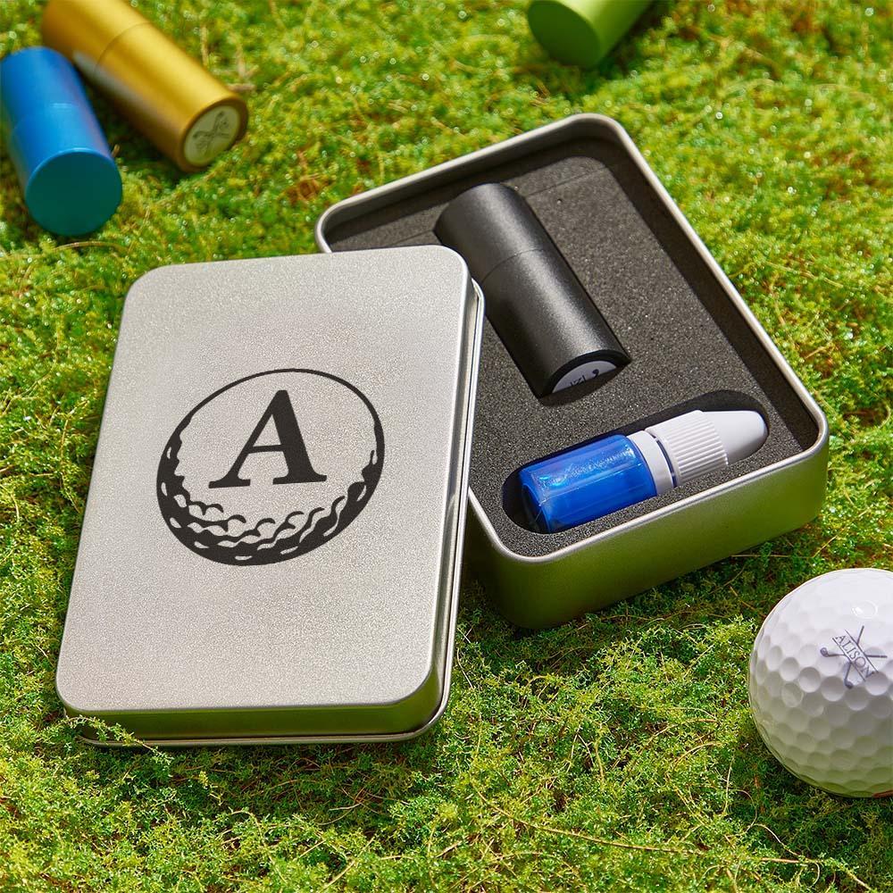 Custom Text Golf Stamp Silver Frosted Iron Box W7.6*H11.1