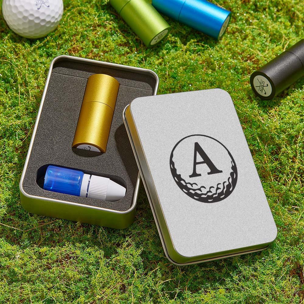 Custom Text Golf Stamp Silver Frosted Iron Box W7.6*H11.1