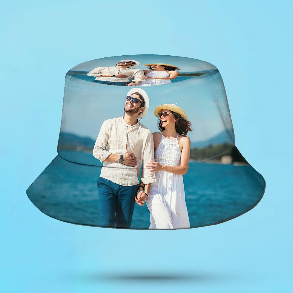 Custom Bucket Hat Unisex Photo Bucket Hat Personalize Wide Brim Outdoor Summer Cap Hiking Beach Sports Hats Gift for Lover-MyPhotoSocks