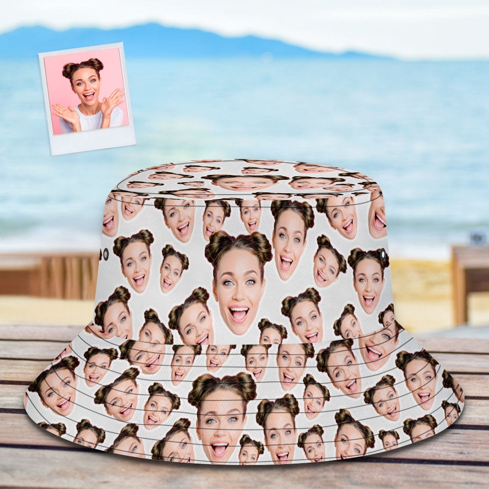 Custom Mash Face Bucket Hat Unisex Face Bucket Hat Summer Outdoor Hat for Valentine - MyPhotoSocks