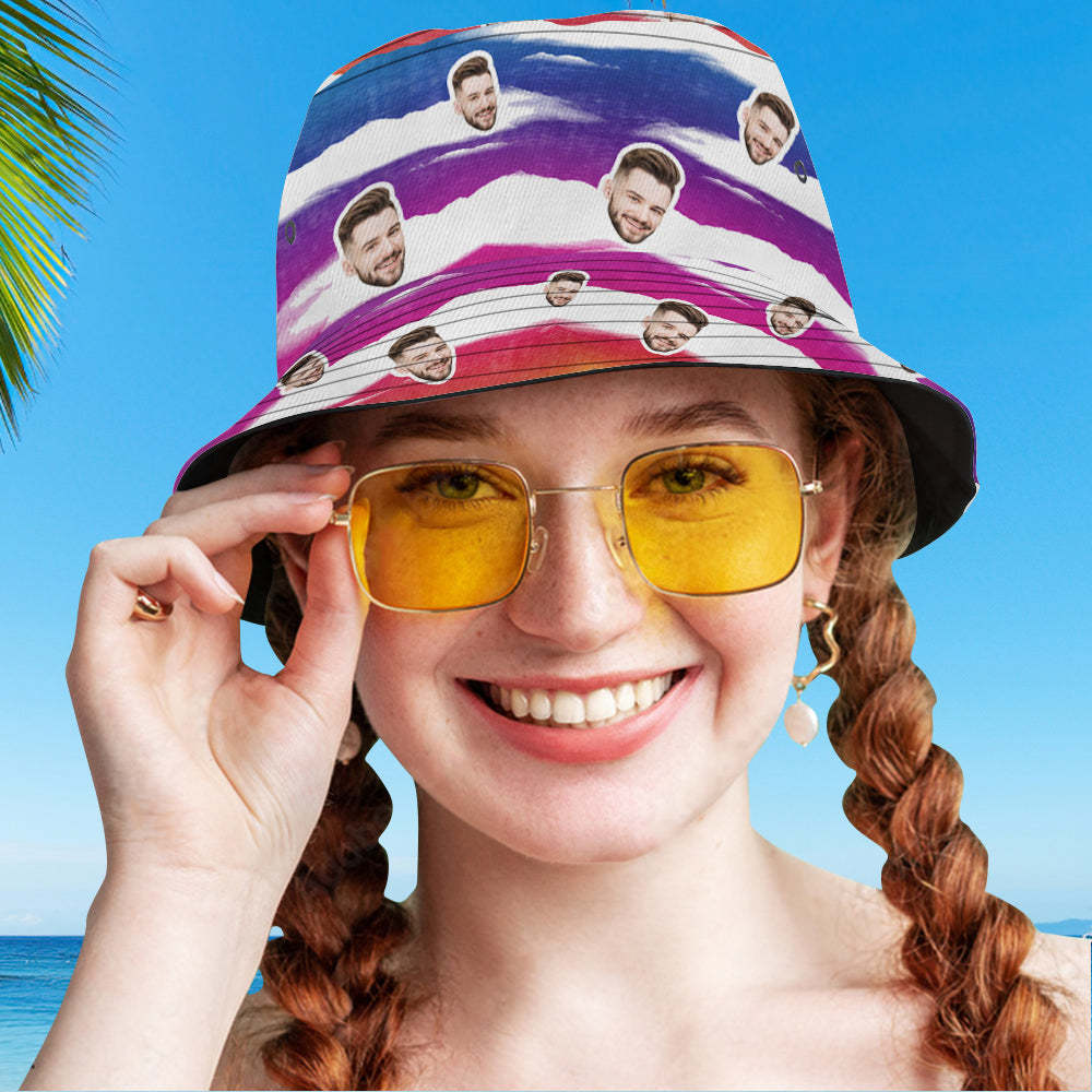 Custom Bucket Hat Unisex Face Bucket Hat Personalized Wide Brim Outdoor Summer Cap Hiking Beach Sports Hats Tie Dye Multicolor - 
