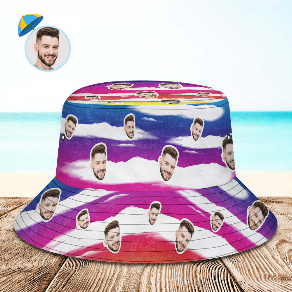 Custom Bucket Hat Unisex Face Bucket Hat Personalized Wide Brim Outdoor Summer Cap Hiking Beach Sports Hats Tie Dye Multicolor -