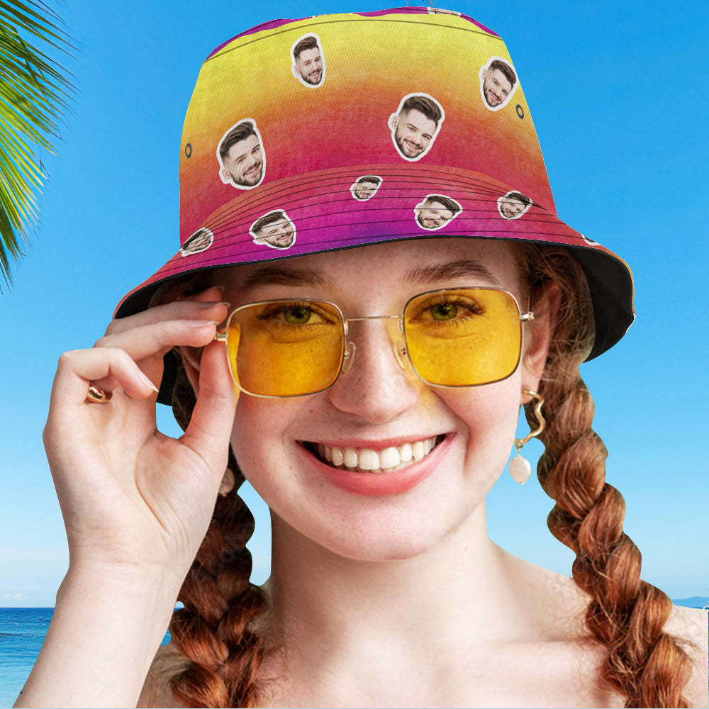 Custom Bucket Hat Unisex Face Bucket Hat Personalized Wide Brim Outdoor Summer Cap Hiking Beach Sports Hats Tie Dye Style Multicolor -