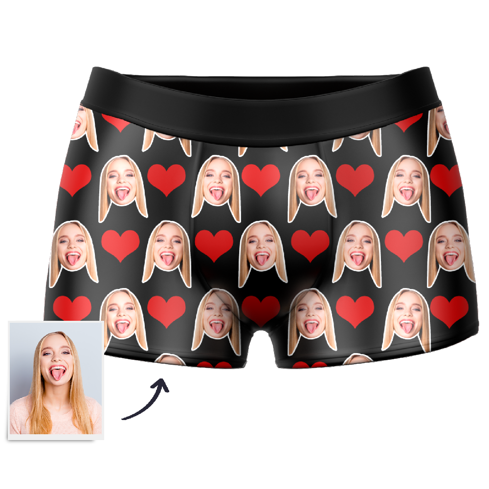 Custom Face Heart Boxer Shorts Personalized Gift-MyPhotoSocks