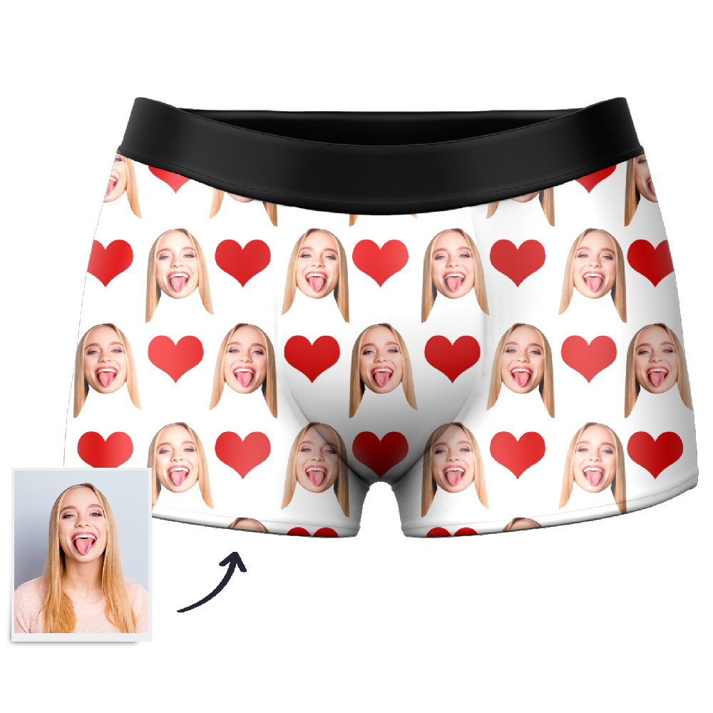 Custom Face Heart Boxer Shorts Personalized Gift-MyPhotoSocks