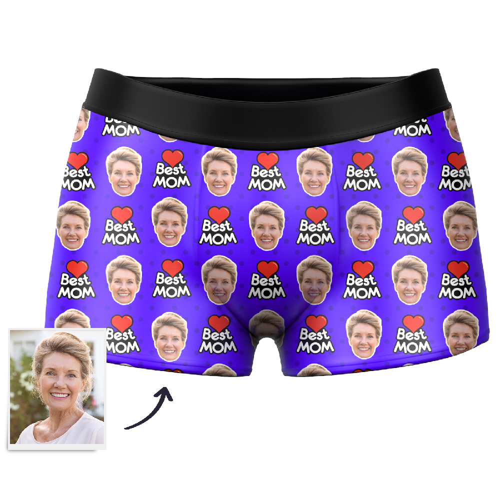 Custom Best Mom Face Boxer Shorts-MyPhotoSocks