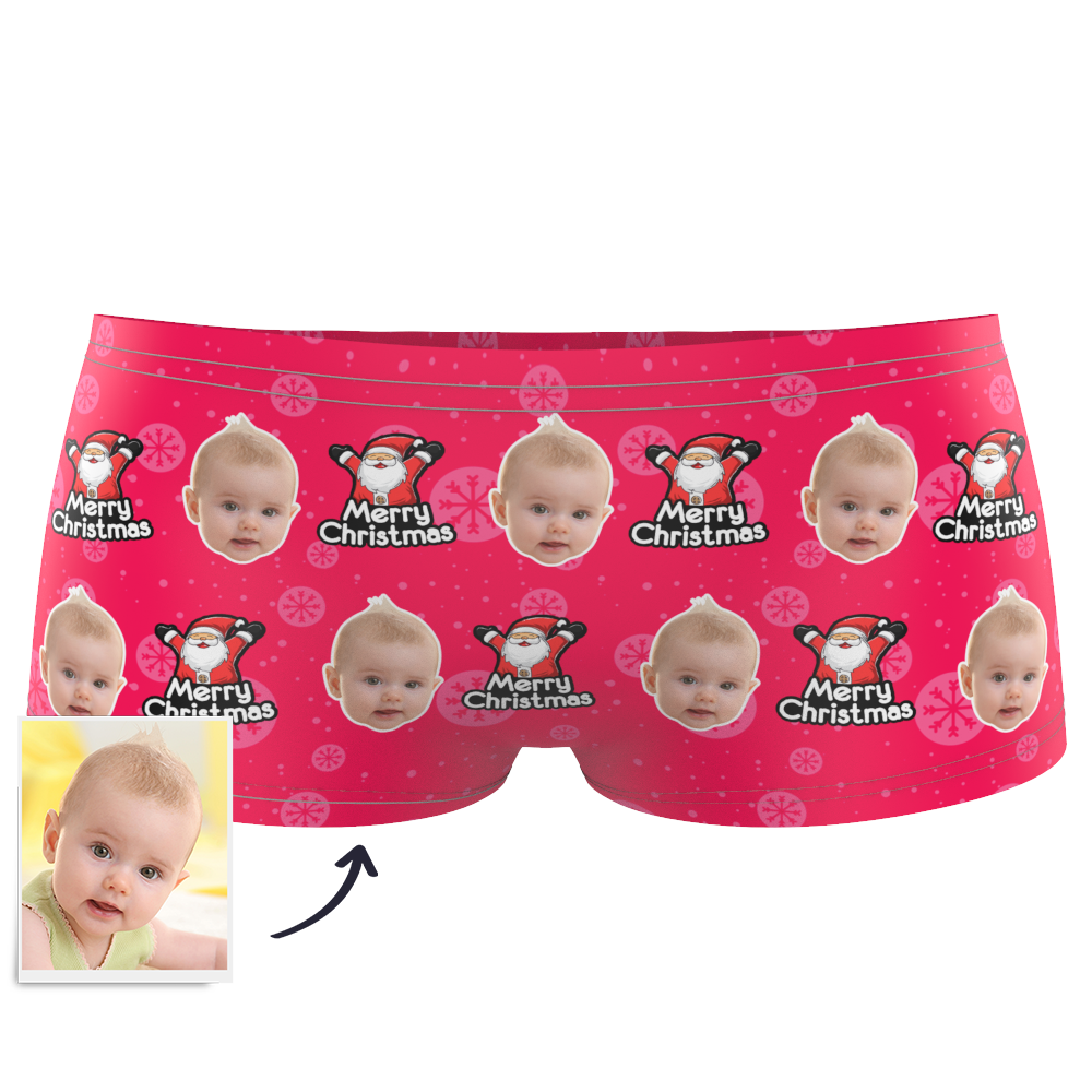 Custom Kids Christmas Santa Claus Face Boxer - MyPhotoSocks