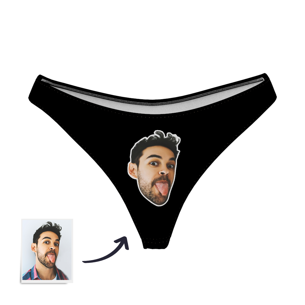 Custom Photo Thong Panty - Solid Color - Funny Face Underwear