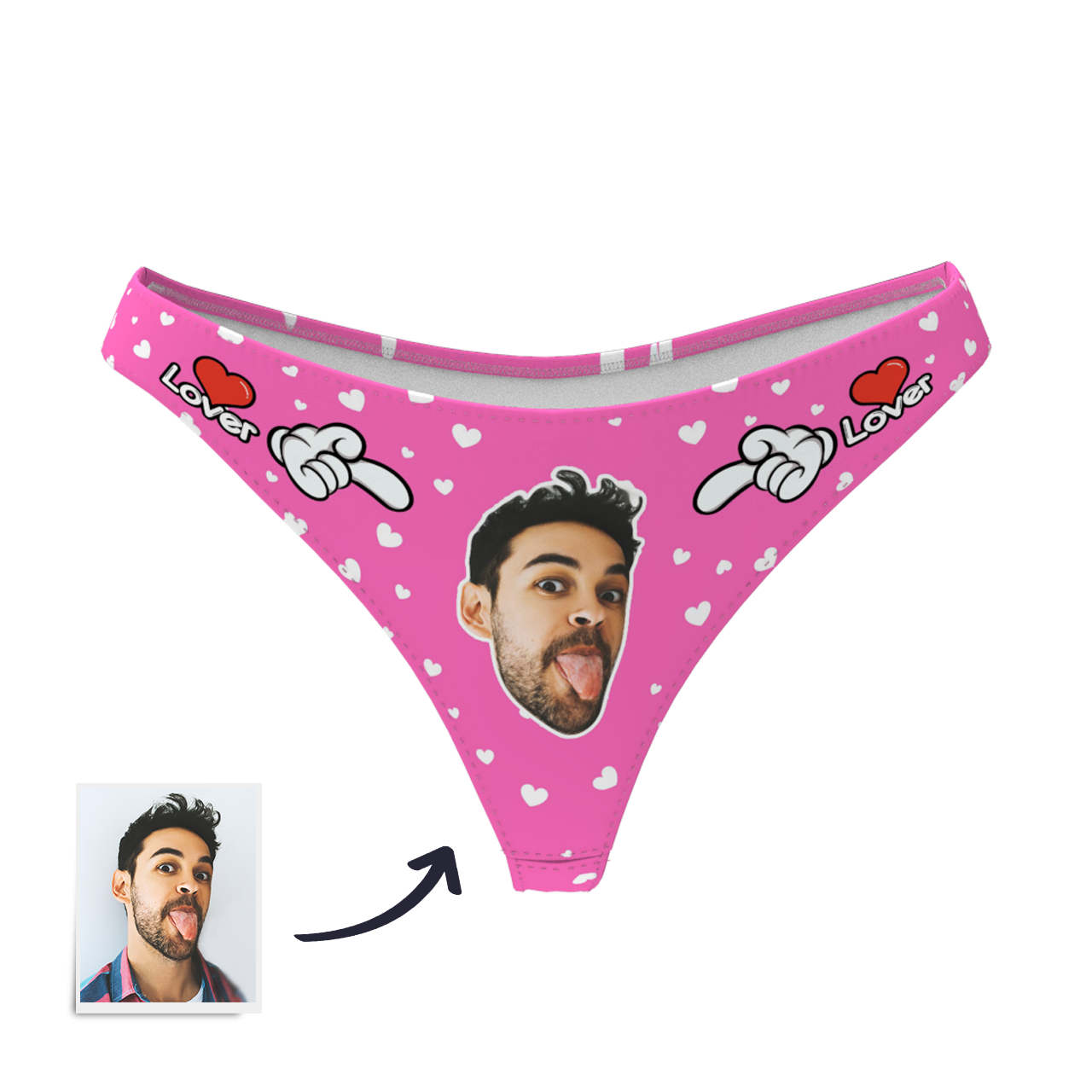 Women's Custom Face Thong Panty - Lover - MyPhotoSocks