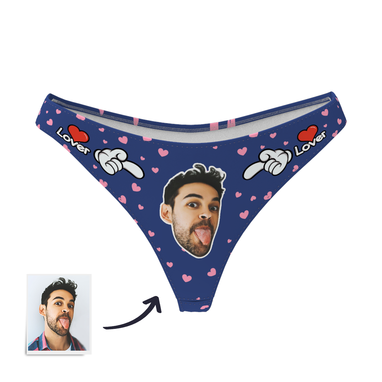 Women's Custom Face Thong Panty - Lover - MyPhotoSocks