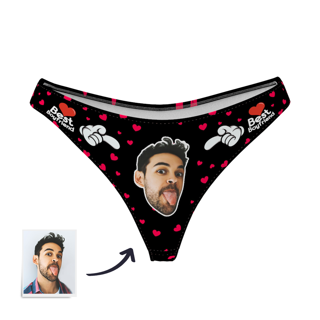 Custom Photo Thong Panty - Best Boyfriend - Funny Face Underwear