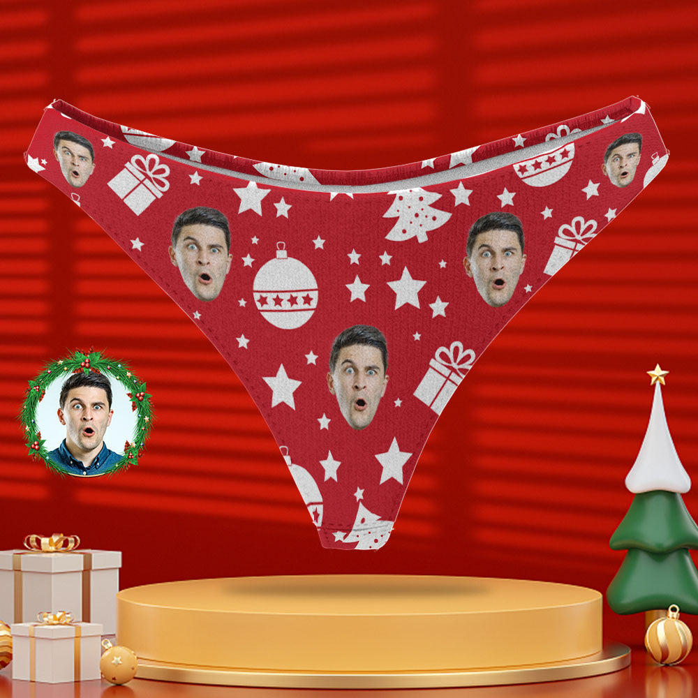 Custom Photo Panty Personalized Face Red Thong Underwear Christmas Gifts for Women - MyPhotoSocks