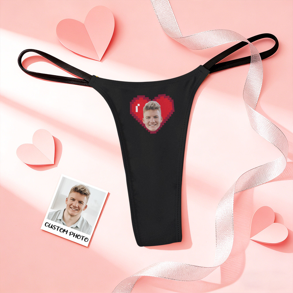 Custom Thongs Valentine Gift Face Photo Panties Funny Underwear Briefs Kiss Me Love Thong