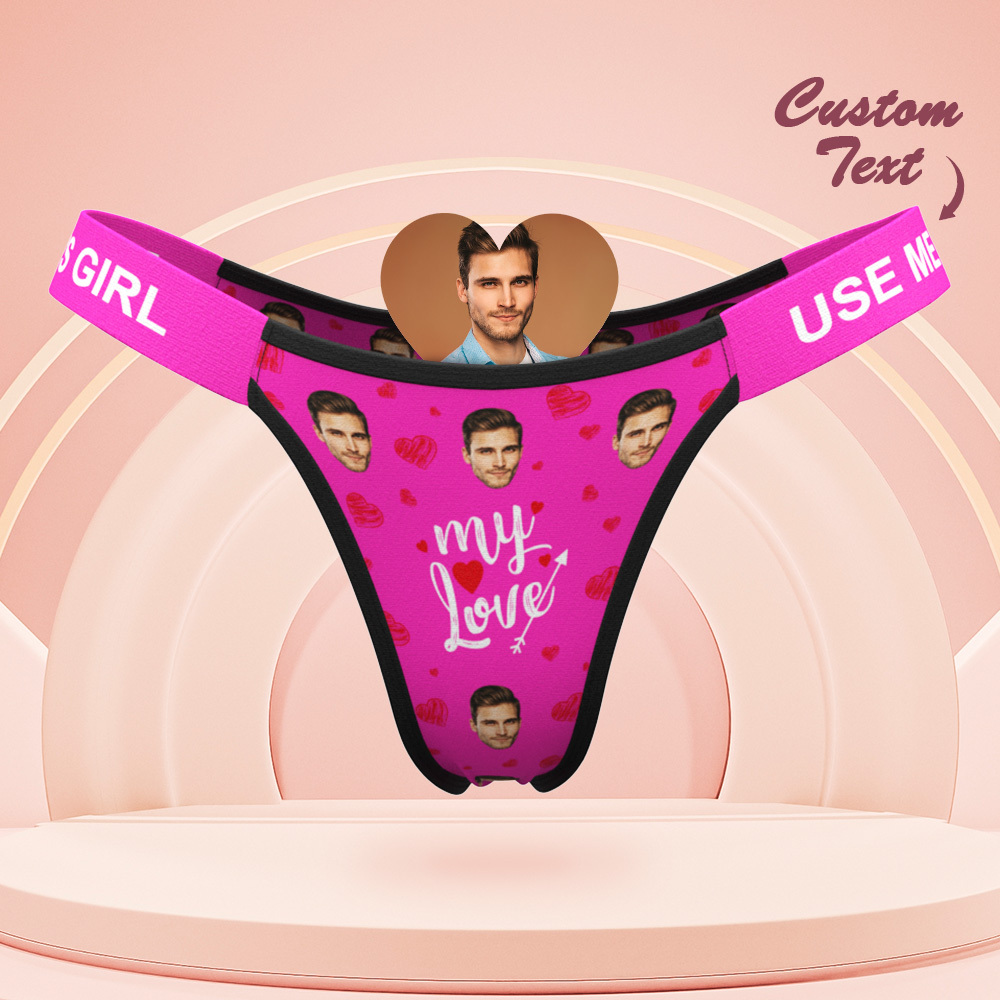 Valentine's Gift Custom Face Panties Makes Me Wet Personalized Waistband Engraved Thong Gift for Her