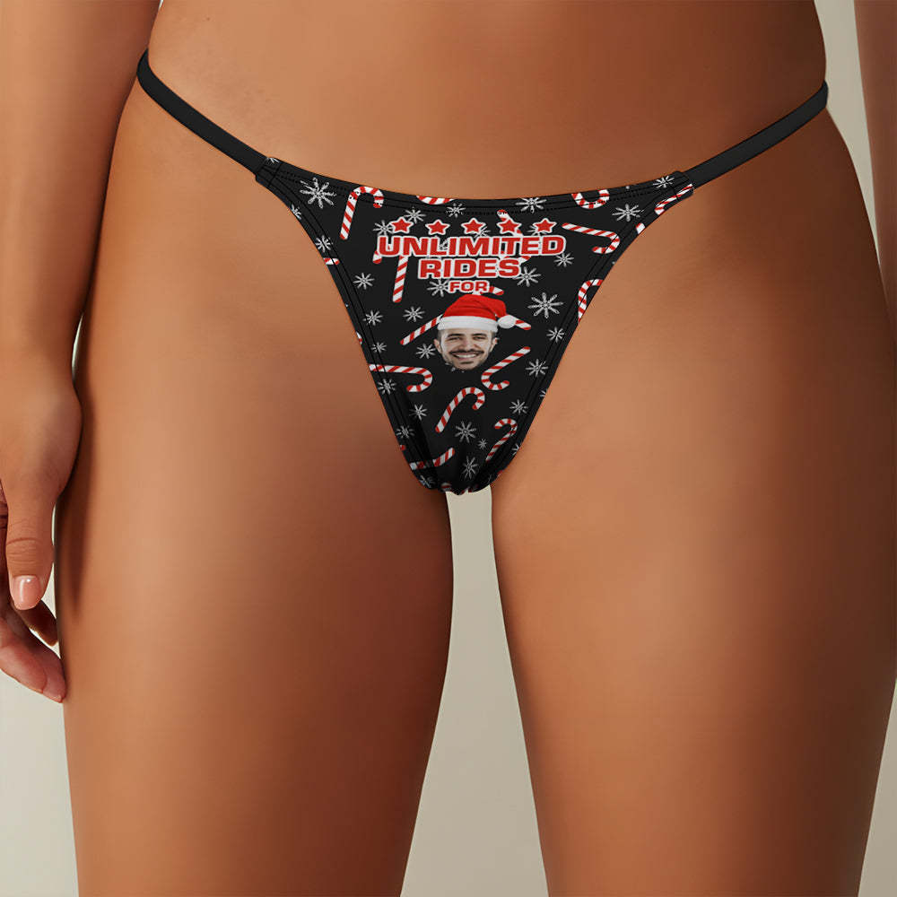Custom Face on Women's Underwear Thongs Panty Christmas Gift for Her - Unlimited Rides - MyPhotoSocks