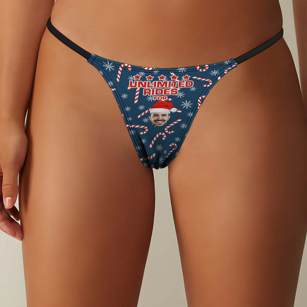 Custom Face on Women's Underwear Thongs Panty Christmas Gift for Her - Unlimited Rides - MyPhotoSocks