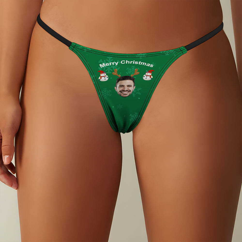 Custom Face on Women's Underwear Thongs Panty Christmas Gift for Her - Merry Christmas - MyPhotoSocks