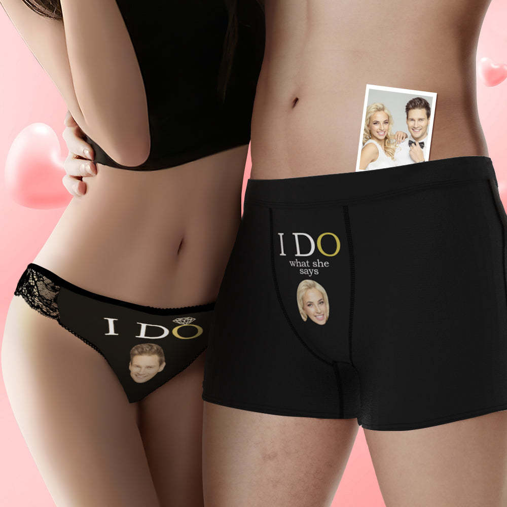 Custom Face Yes I Do Couple Underwear Personalized Underwear Valentine's Day Gift - MyPhotoSocks