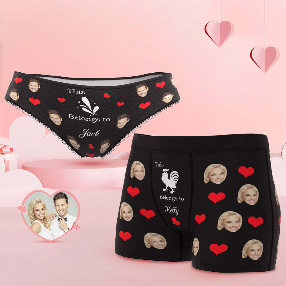 Custom Face You Belong to Me Couple Underwear Personalized Underwear Valentine's Day Gift - MyPhotoSocks