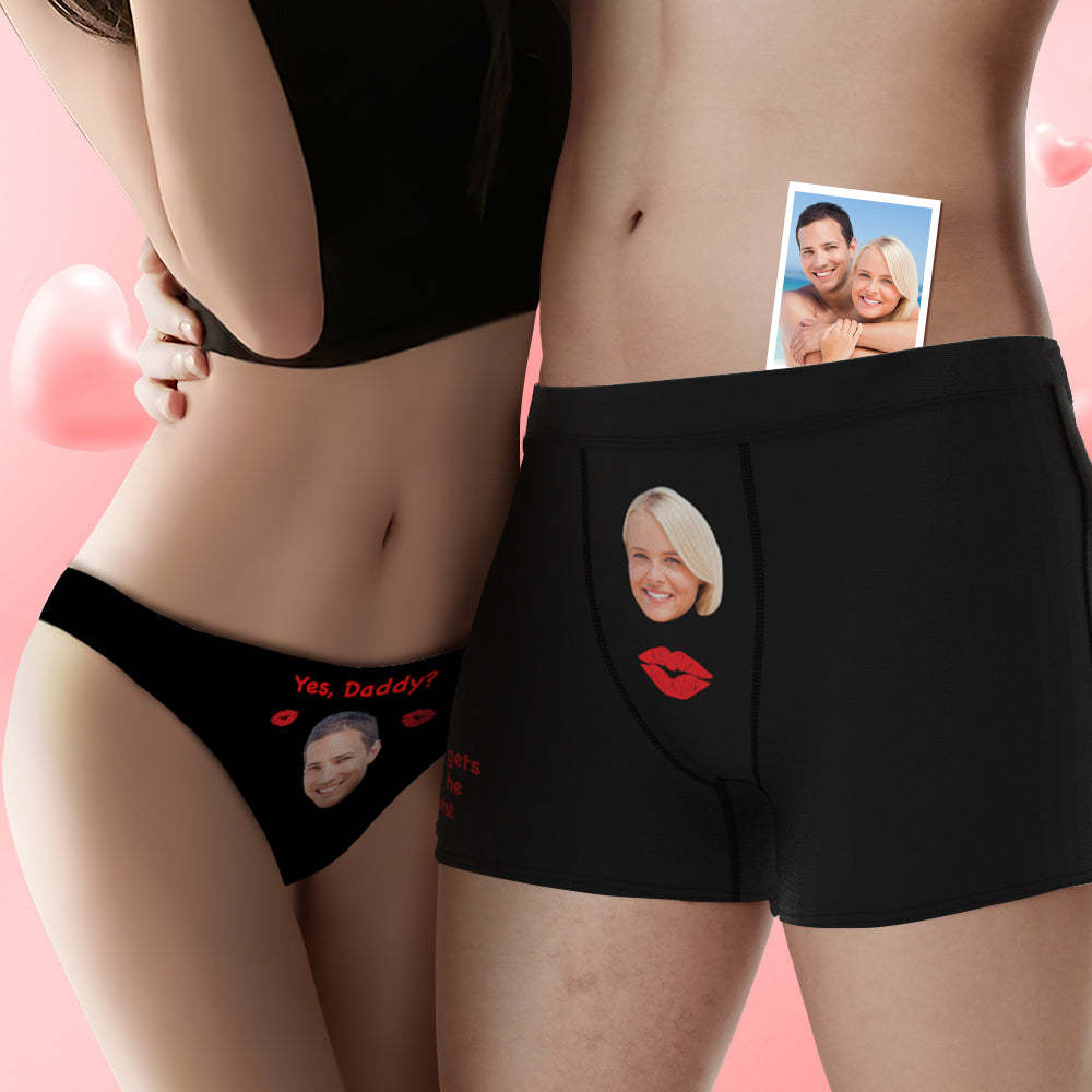 Personalized Face Couple Underwear Yes Daddy Custom Underwear for Couple Valentine's Day Gift - MyPhotoSocks