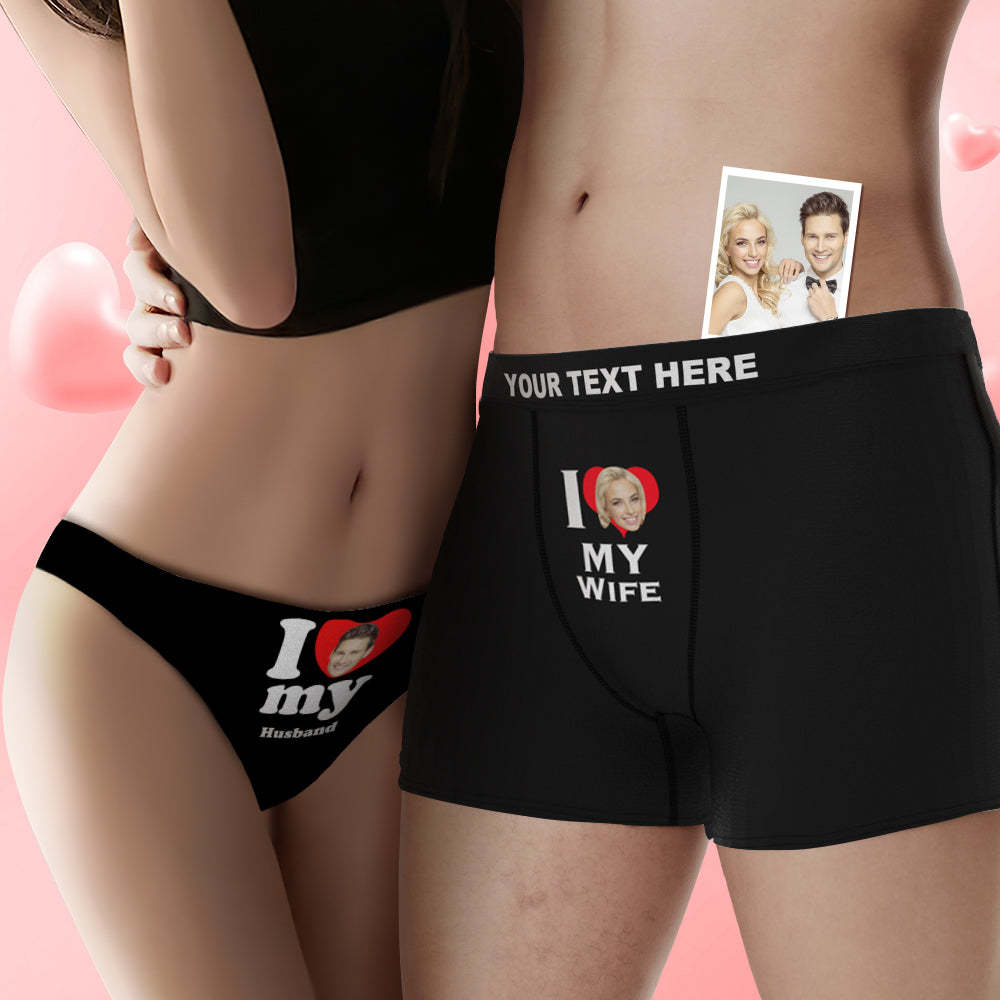 Custom Face Couple Underwear Love Heart Personalized Underwear Valentine's Day Gift - MyPhotoSocks