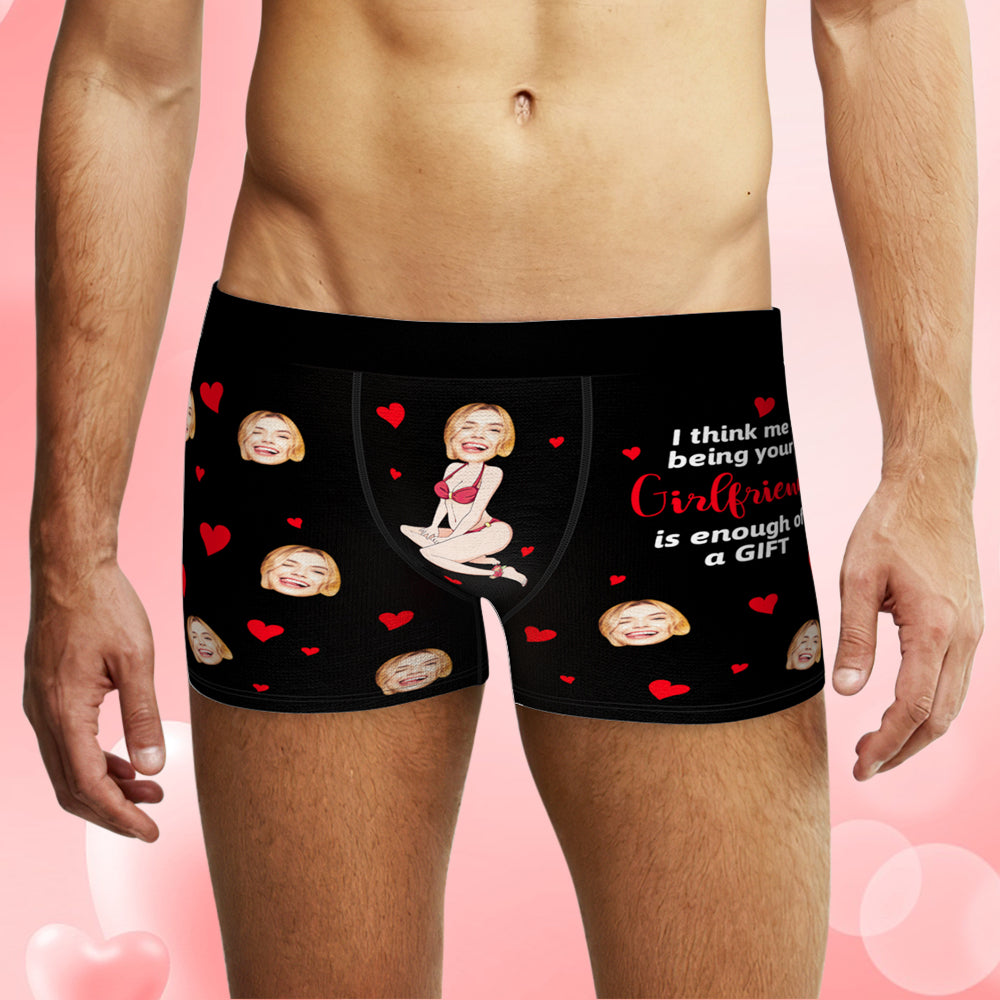 Custom Face Boxer Briefs Personalized Underwear Gift for Boyfriend Happy Valentine's Day - MyPhotoSocks