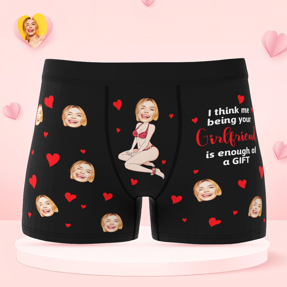 Custom Face Boxer Briefs Personalized Underwear Gift for Boyfriend Happy Valentine's Day - MyPhotoSocks