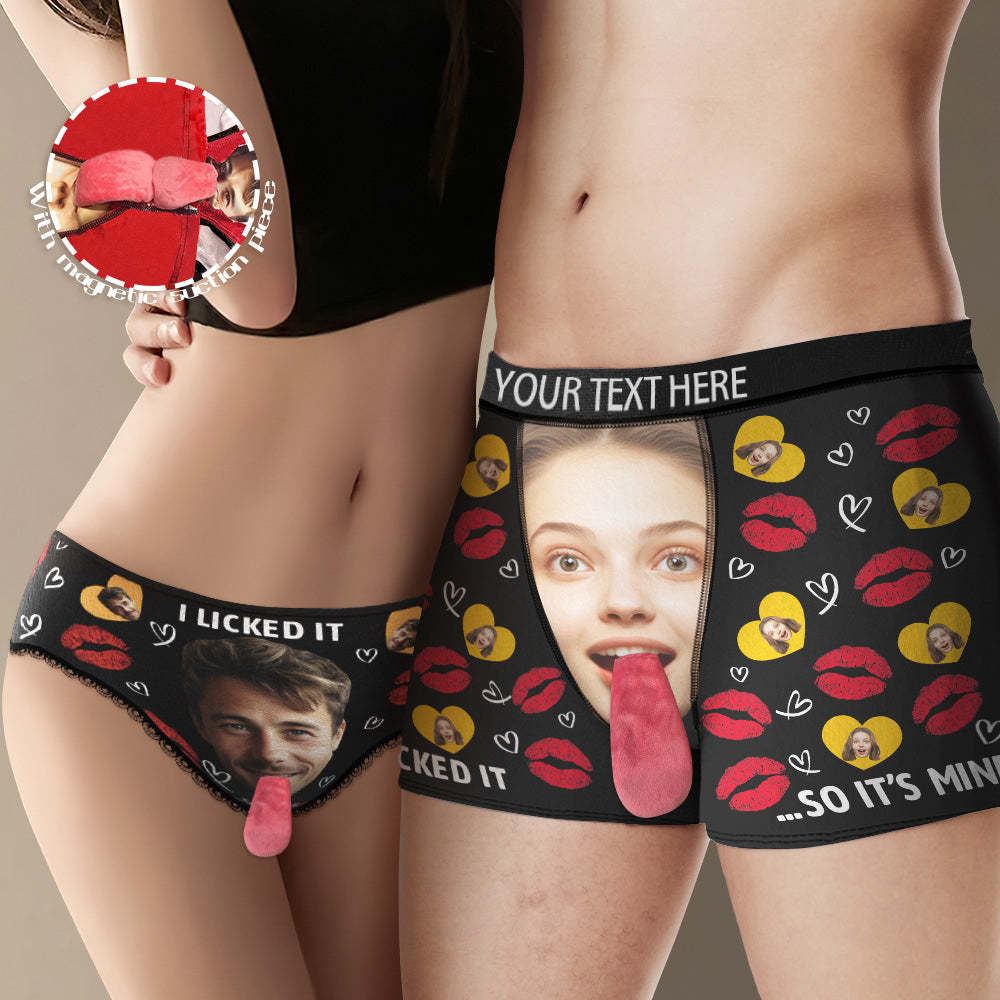 Custom Face Underwear Personalized Magnetic Tongue Underwear Valentine's Gifts for Couple - MyPhotoSocks