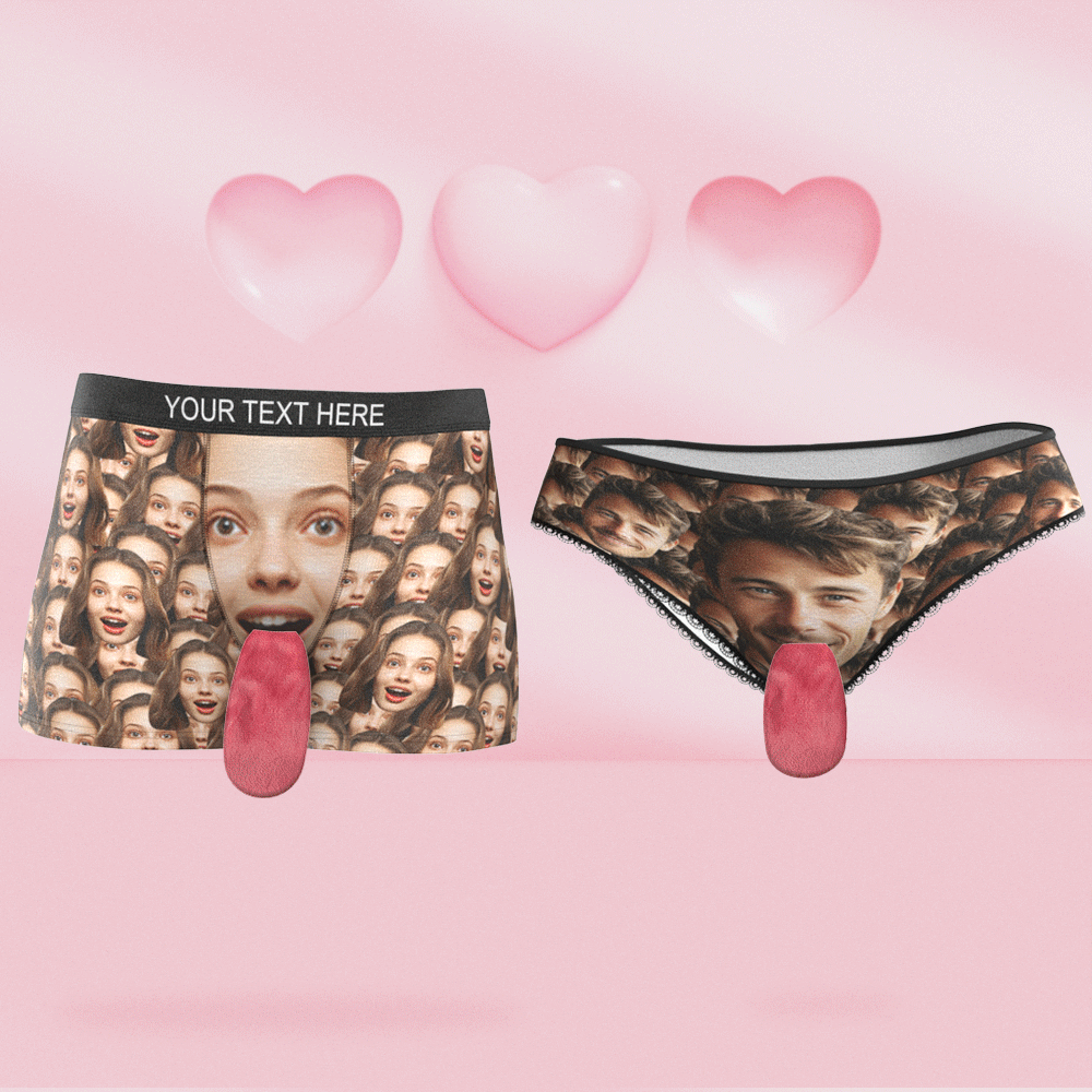 Custom Face Underwear Personalized Magnetic Tongue Underwear Face Mash Valentine's Gifts for Couple - MyPhotoSocks