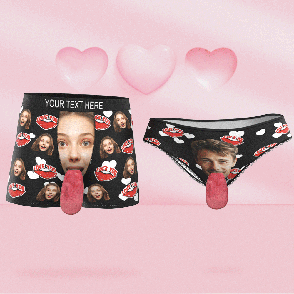 Custom Face Underwear Personalized Magnetic Tongue Underwear Love You Valentine's Gifts for Couple - MyPhotoSocks