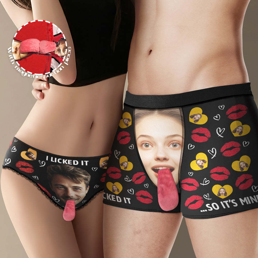 Custom Face Underwear Personalized Magnetic Tongue Underwear Valentine's Gifts for Couple - MyPhotoSocks