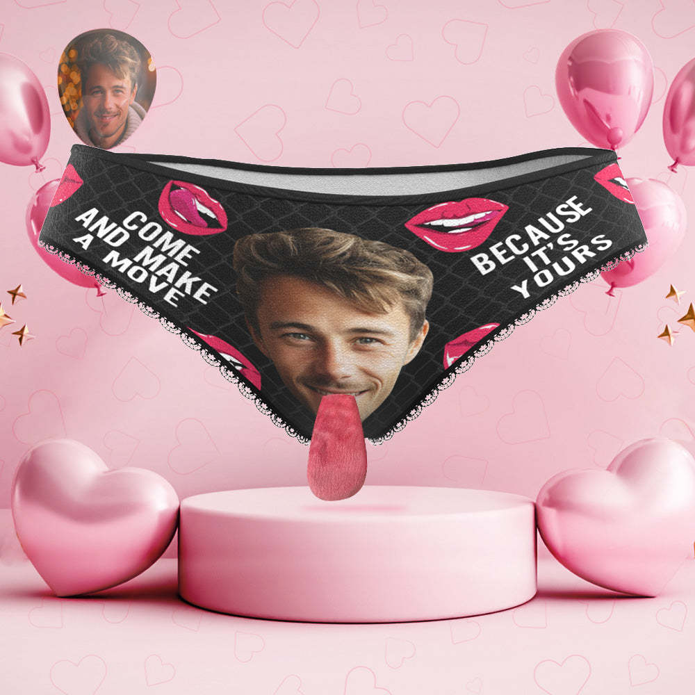 Custom Face Underwear Personalized Magnetic Tongue Underwear COME AND MAK A MOVE Valentine's Day Gifts for Couple - MyPhotoSocks