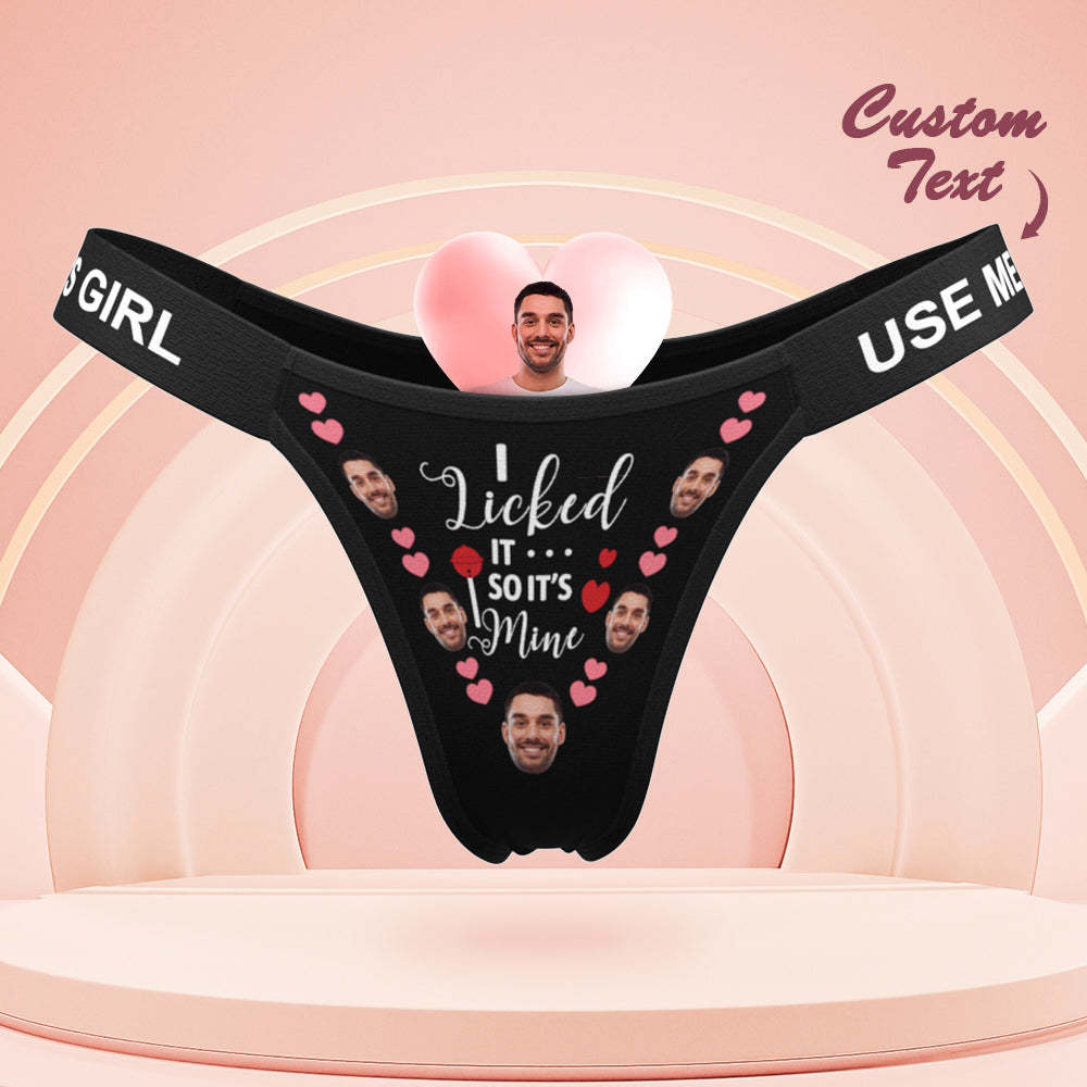 Custom Boyfrined Face Panties I Licked It Personalized Waistband Engraved Thong Naughty Gift for Her - MyPhotoSocks