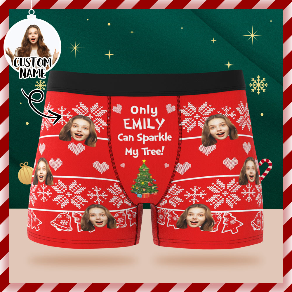 Custom Face Boxer Shorts Men's Face Underwear Jingle MY BELLS FOR A White Christmas Boxer Gift - MyPhotoSocks